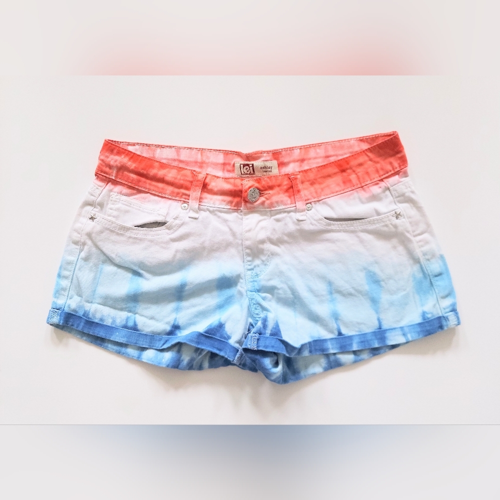 l.e.i Ashley Low Rise Jean Shorts Red White Blue Size 5